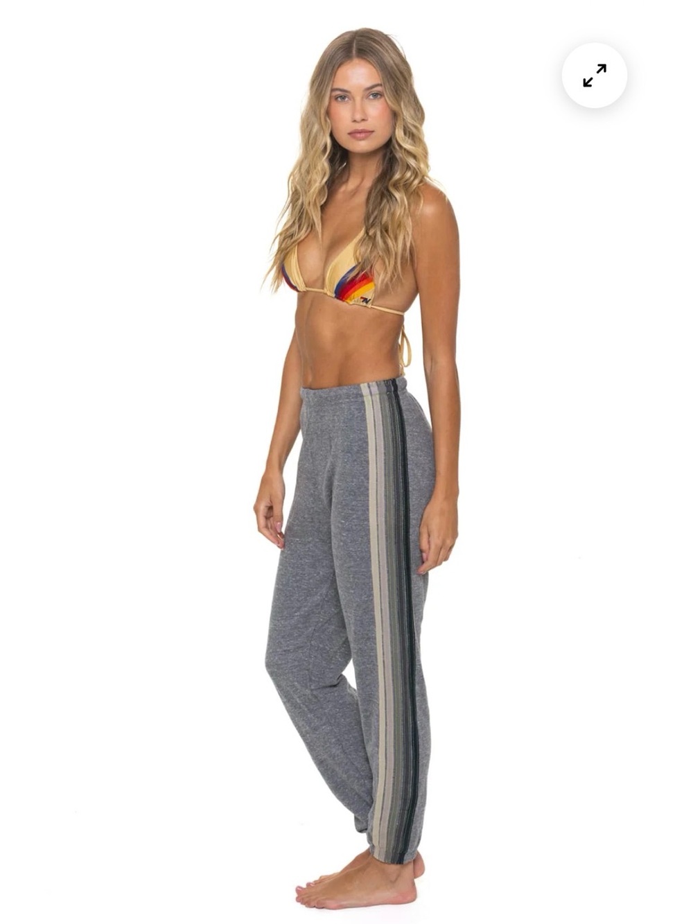 Aviator Nation Gray Track Joggers with Side Stripe